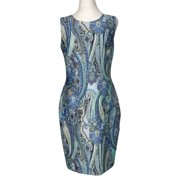 Tommy Hilfiger Dresses & Skirts - Tommy Hilfiger Blue Paisley Sleeveless Stretch Zipper/Hook & Eye Dress, Size 10